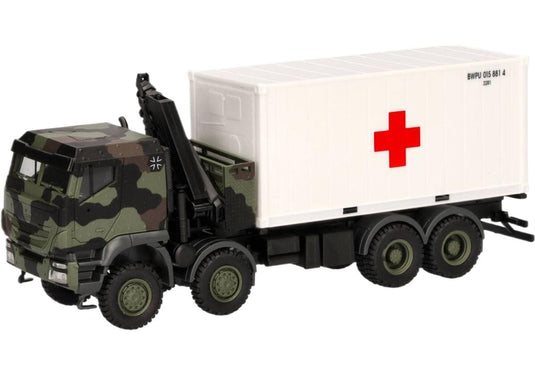 Bundeswehr Ivecoイベコ Trakker 8x8 + loading crane + 20 ft. Containerコンテナ トラック 模型 /Herpa 1/87