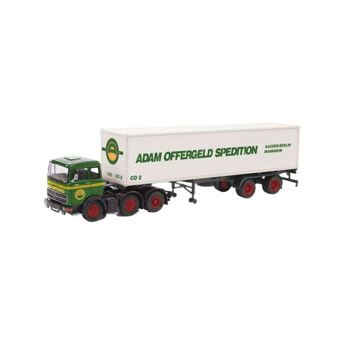 Modellbau Schwarz Spedition Offergeld Mercedes Benz LPS 2032 コンテナセミトレーラー 87MBS026147/ Herpa 1/87  模型