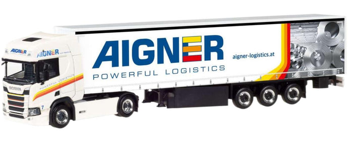 Aigner Scania CR HD カーテンサイド トラック / Herpa 1/87 建設機械模型 工事車両