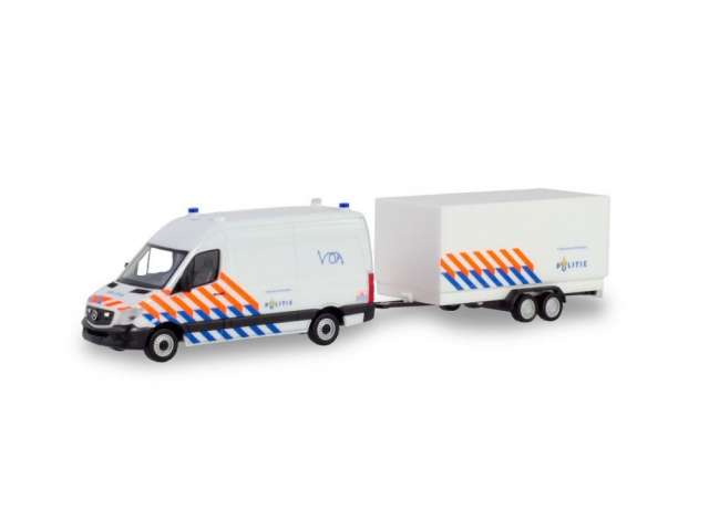 Mercedes Benz スプリンター 警察 トレーラー付き (NL) ホワイト/Herpa 1/87ミニカー