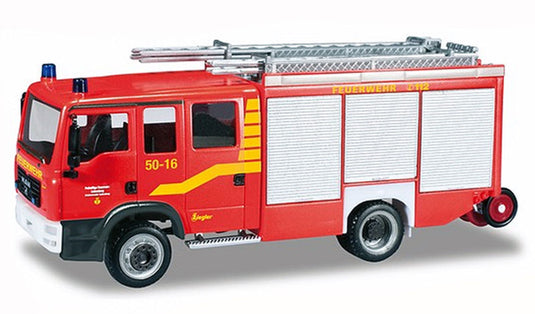 Fire Service MAN TGM LF 20 消防車 ハイクオリティプラスチック / Herpa 1/87 建設機械模型 工事車両