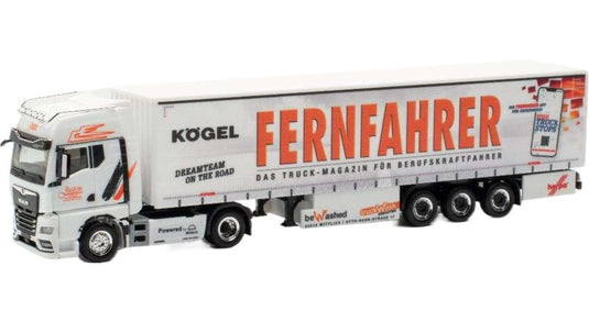 MAN TGX GX カーテンサイド トラック フェルンファーラー ユステン トレーラー / Herpa 1/87 建設機械模型 工事車両