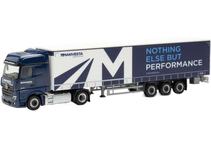 MANVESTA Mercedes Benz Actros L 18 Bigspace カーテンサイドセミトレーラー トレーラー / Herpa 1/87 建設機械模型 工事車両
