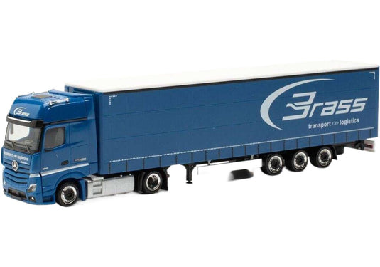Brass Mercedes Benz Actros L 18 Gigaspace カーテンサイドセミトレーラー トレーラー / Herpa 1/87 建設機械模型 工事車両