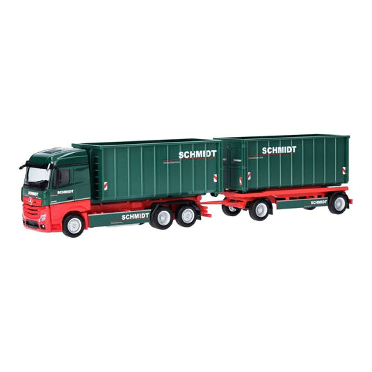 Schmidt Umweltservice メルセデス・ベンツ アクトロス Streamspace コンテナトレーラー / Herpa 1/87 ミニカー トラック模型