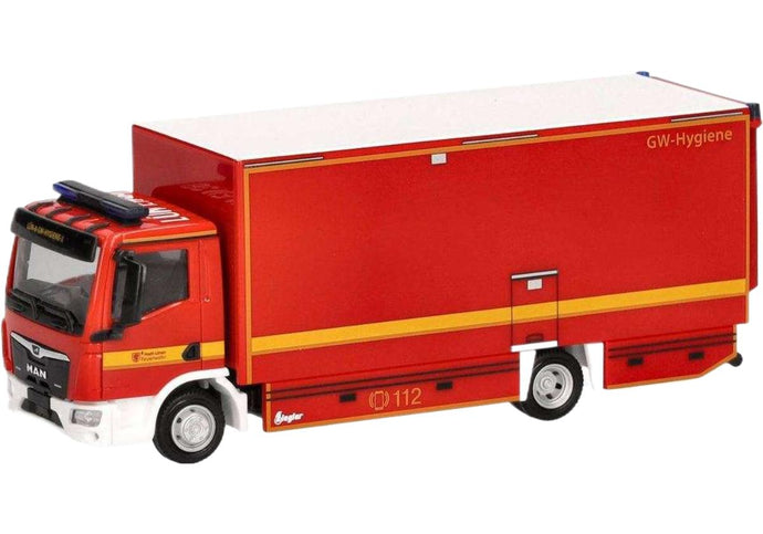 消防署リューネン MAN TGL CC ボックス トラック / Herpa 1/87 建設機械模型 工事車両
