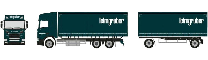 Leimgruber Scania CR20ND カーテンサイド トラック トレーラー / Herpa 1/87 建設機械模型 工事車両