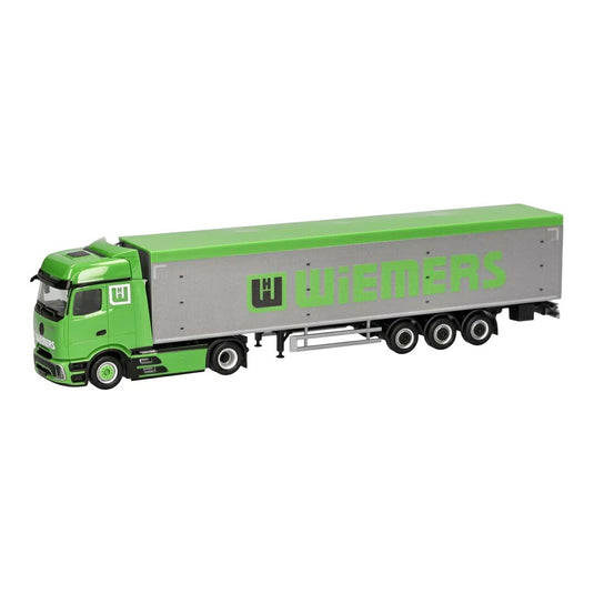 Wiemers Spedition メルセデス・ベンツ Actros L ProCabin BigSpace フラットベッドトレーラー / Herpa 1/87 ミニカー トラック模型