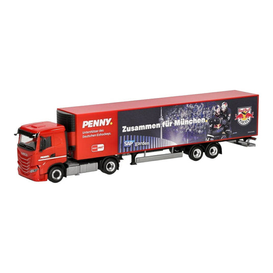 PENNY DEL EHC Red Bull Munchen イベコ S-Way 冷蔵セミトレーラー / Herpa 1/87 ミニカー トラック模型
