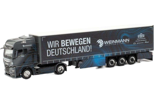 Weinmann MAN TGX GX カーテン幌セミトレーラー トレーラー / Herpa 1/87 建設機械模型 工事車両