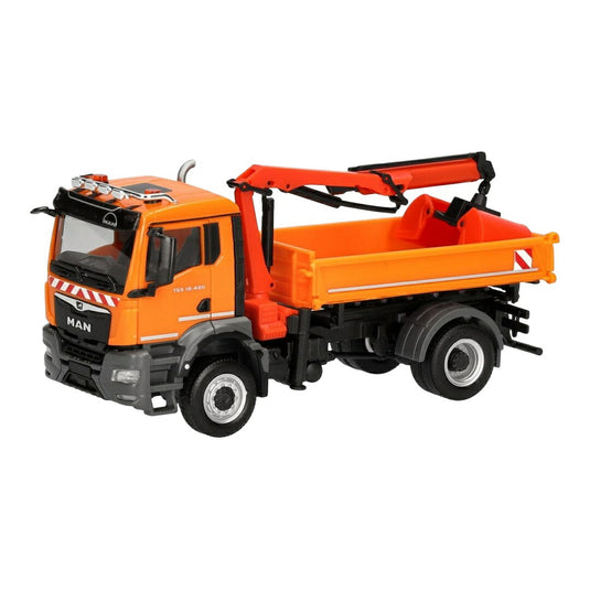 MAN TGS NN 18.480 3方向ダンプ クレーン付きトラック / Herpa 1/87 ミニカー トラック模型
