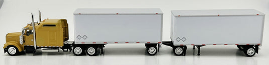 28' Dry Trailer Doubles with Dolly White / HO LOGISTICS 1/87 模型