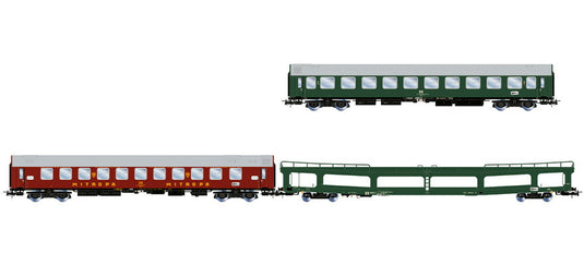 HOゲージ 客車 Rivarossi DR 自動車運搬列車 Berlin-Loerrach 3両セット Era IV DC