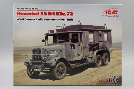 Henschel 33 D1 Kfz.72 WWII ドイツ無線通信トラック モデルキット/ ICM 1/35 模型
