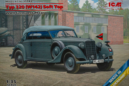 Typ 320 MB W142 Cabriolet Soft Top WWII German staff car 組み立てプラモキット模型 ミリタリー /ICM 1/35