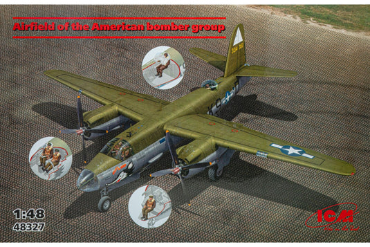 B-26G Marauder マローダー USAAC整備兵 Marston Matプレート付き 組み立てプラモキット模型 爆撃機 /ICM 1/48
