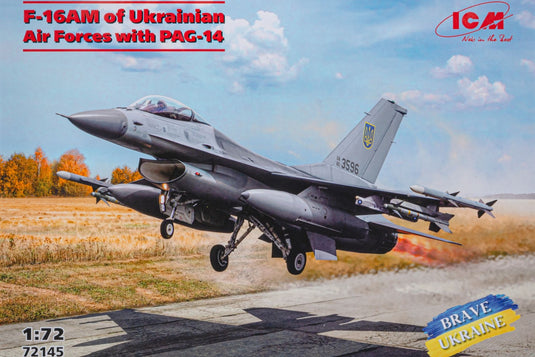 F-16AM of Ukrainian Air Forces ウクライナ空軍 with PAG-14 組み立てプラモキット模型 戦闘機 /ICM 1/72