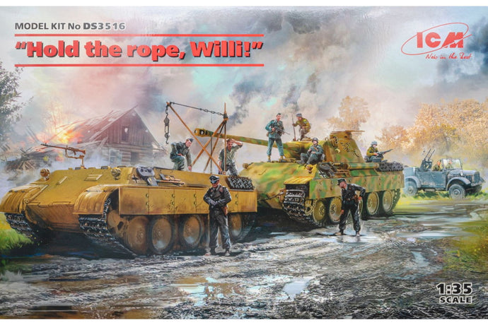 “Hold the rope, Willi!” (Panther Ausf.D Bergepanther le.gl.Einheitz-Pkw Kfz.4 German Drivers) モデルキット/ ICM 1/35 模型