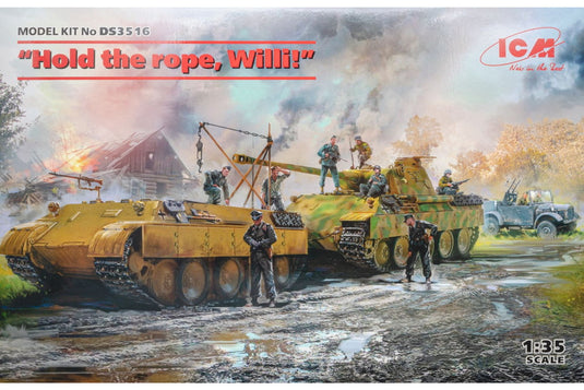 “Hold the rope, Willi!” (Panther Ausf.D Bergepanther le.gl.Einheitz-Pkw Kfz.4 German Drivers) モデルキット/ ICM 1/35 模型