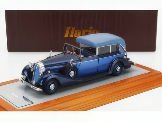 HORCH - 951A PULLMAN ORIGINAL CAR SEMICONVERTIBLE CABRIOLET CLOSED 1937 - 2 TONE BLUE/ILARIO 1/43ミニカー