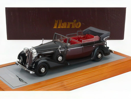 HORCH - 951A PULLMAN ORIGINAL CAR CABRIOLET OPEN 1937 - BLACK BORDEAUX/ILARIO 1/43ミニカー
