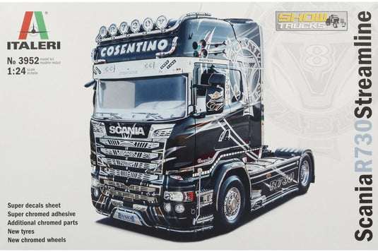 Scania R730 Streamline 4x2 Show Trucks スーパーデカール クロームステッカー付き 組み立てプラモキット模型 カーモデル /Italeri 1/24