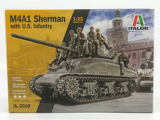 SHERMAN   M4A1 SHERMAN TANK  WITH 10 FIGURES US INFANTRY 1942   / モデルキット プラモデル / ITALERI 1/35 模型