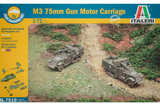 M3 75mm Gun Motor Carriage (2 fast assembly kits in box) 組み立てプラモキット模型 /Italeri 1/72