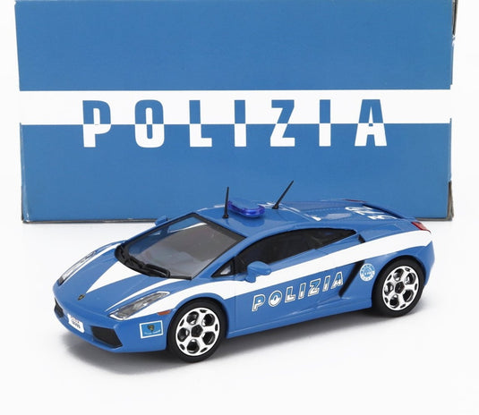 Lamborghiniランボルギーニ Gallardoガヤルド Poliziaポリス 2004 Card Box ブルーホワイト / EDICOLA 1/43 ミニカー