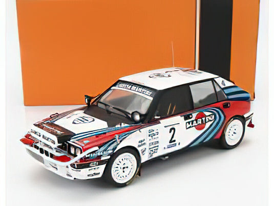 LANCIA  DELTA INTEGRALE 16V MARTINI  N 2 RALLY SAFARI 1990 MIKI BIASION - TIZIANO SIVIERO - WHITE BLUE RED /IXO 1/18ミニカー