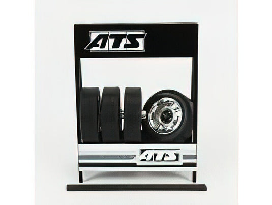 CAVALLETTO SUPPORTO 4X PNEUMATICI ATS - METAL RACK WITH 4X TYRES - BLACK /IXO 1/18ミニカー