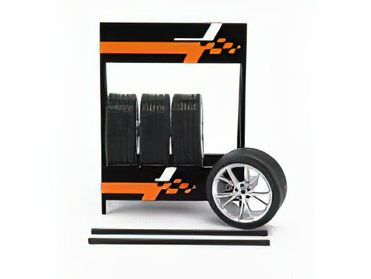CAVALLETTO SUPPORTO 4X PNEUMATICI HYUNDAI - METAL RACK WITH 4X TYRES - SILVER BLACK /IXO 1/18ミニカー