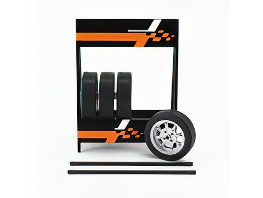 CAVALLETTO SUPPORTO 4X PNEUMATICI SAAB - METAL RACK WITH 4X TYRES - SILVER BLACK /IXO 1/18ミニカー
