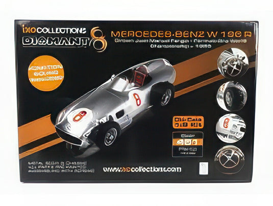 MERCEDES BENZ F1 W196 N 8 WORLD CHAMPION SEASON 1955 JUAN MANUEL FANGIO 451 PEZZI 451 PIECES INCLUDED FUNCTION SOUND SILVER/IXO 1/8ミニカー