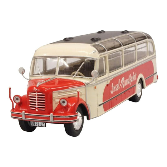 Borgwardボルクヴァルト BO 4000 バス 1952 Insel Rundfahrt レッド/ホワイト / IXO MODELS 1/43 ミニカー
