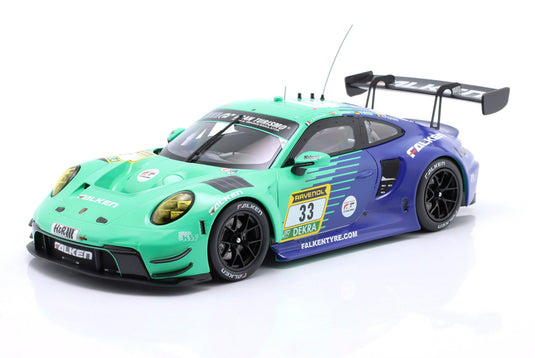 【予約】PORSCHE 911 992 GT3 R TEAM FALKEN MOTORSPORTS #33 ニュルブルクリンク24時間 2024 アンドラウアー/バッハラー/ミュラー/ピカリエッロ ライトグリーン/ブルー / IXO 1/18 ミニカー