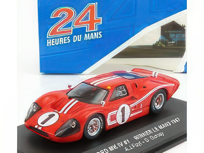 FORD USA GT40 MKIV 7.0L V8 TEAM SHELBY AMERICAN INC. N 1 WINNER 24h LE MANS 1967 A.J.FOYT D.GURNEY RED WHITE/IXO 1/43ミニカー