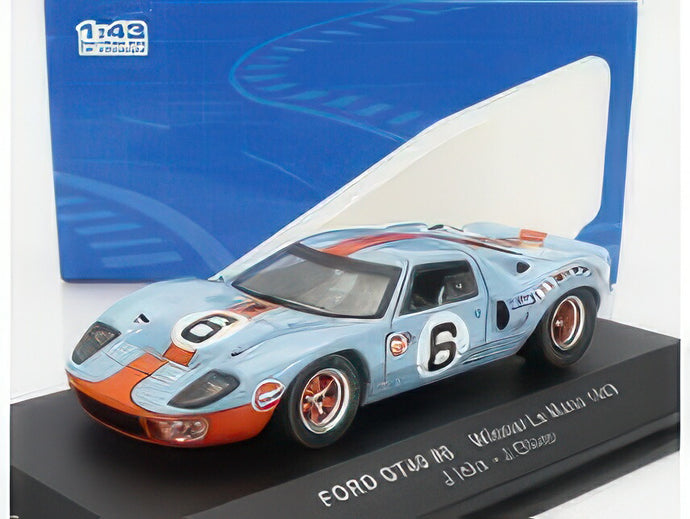 FORD USA GT40 4.9L V8 TEAM JW AUTOMOTIVE ENGINEERING N 6 WINNER 24h LE MANS 1969 J.ICKX J.OLIVER LIGHT BLUE ORANGE/IXO 1/43ミニカー
