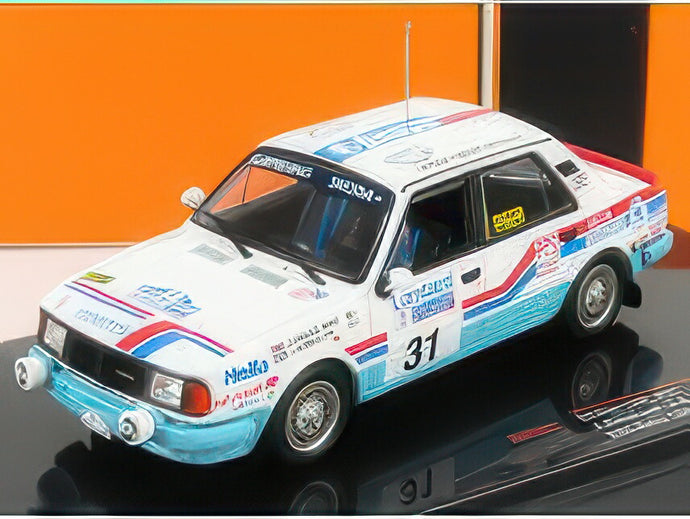 SKODA 130L N 31 RALLY RAC LOMBARD 1987 J.HAUGLAND J.O.BOHLIN WHITE LIGHT BLUE/IXO 1/43ミニカー