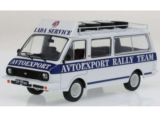 RAF 2203 ラトビアラリーサービス アシスタンス ルーフラック&ホイール付き ホワイト/ブルーミニカー/ IXO1/43