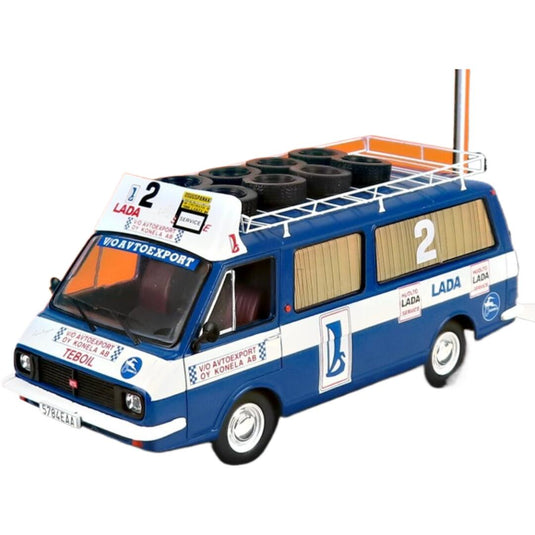 【予約】 RAF 2203 Minibusミニバス Team Rally Lada Service Assistance 1984 ブルーホワイト / IXO 1/43 バイク