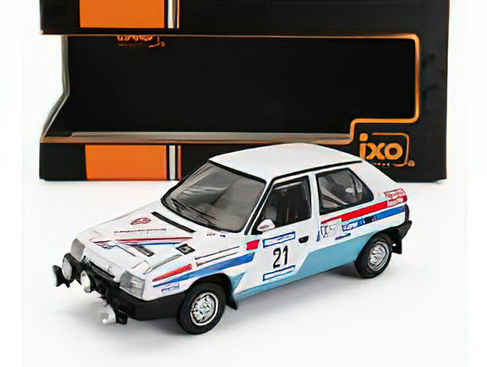 SKODA - FAVORIT 136L  N 21 RALLY BARUM 1990 LADISLAV KRECEK - JAN KRECMAN - WHITE LIGHT BLUE /IXO 1/43 ミニカー
