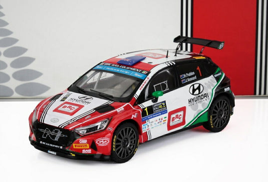 HYUNDAI i20 N RALLY2 チーム BRC N 1 ラリー ケレディジョン 優勝 2024 H.パッドン J.ケナード ホワイト グリーン レッド/ IXO 1/43 ミニカー