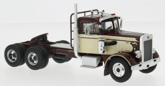 【予約】PETERBILT 281 トラクタートラック 3軸 1955 ダークブラウン/ベージュ / IXO 1/43 ミニカー