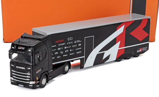 SCANIA Sシリーズ トラック 車両輸送車 TEAM TOYOTA GR RACING RALLY 2024 ブラック / IXO 1/43 ミニカー