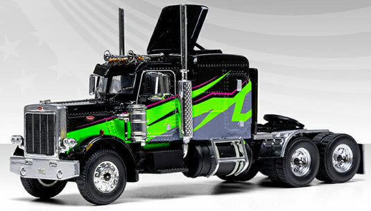 Peterbiltピータービルト 359 ブラック & ライム 1973 トラック 働く車 模型 / IXO 1/64 ミニカー 模型