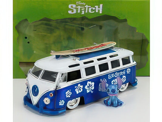 VOLKSWAGEN T1 MINIBUS WITH TITCH FIGURE 1962 BLUE WHITE/JADA 1/24ミニカー