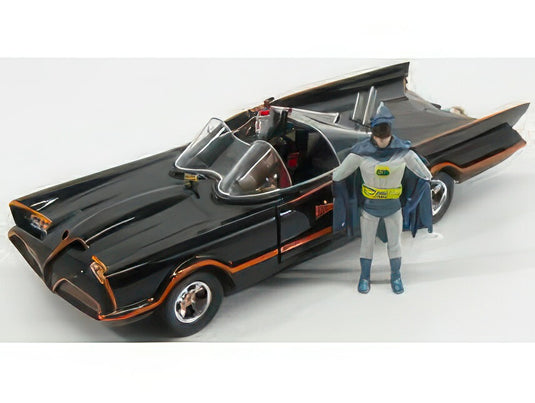BATMAN BATMOBILE 1966 CLASSIC TV SERIES WITH FIGURES BATMAN AND ROBIN BLACK RED/JADA 1/24ミニカー