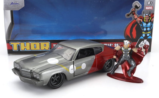 CHEVROLETシボレー シェベル SS 1970 マイティ ソーフィギュア付き グレーレッド TV SERIES / JADA 1/32 ミニカー