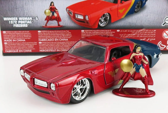 PONTIACポンティアック ファイヤーバード ワンダーウーマンフィギュア 1972 レッドブルー TV SERIES / JADA 1/32 ミニカー